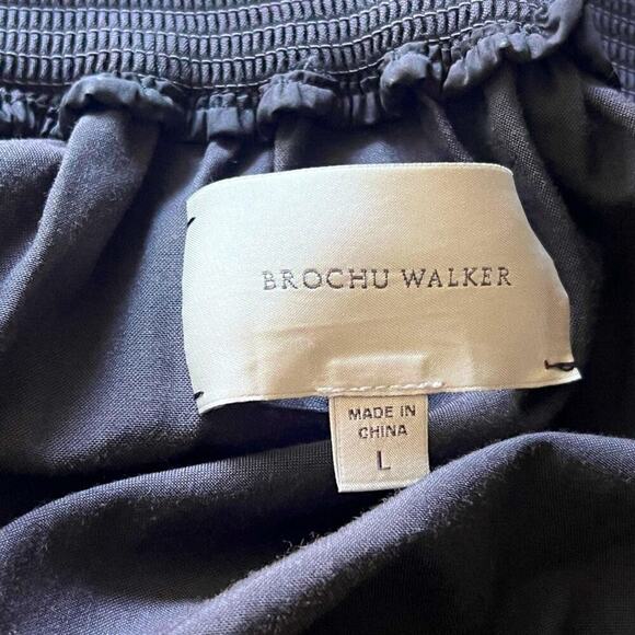 EUC Brochu Walker Black Lysett dress large shirt dress knee length v-neck pocket - Picture 5 of 8